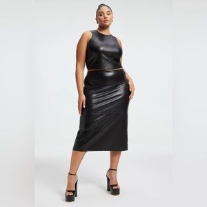 BETTER THAN LEATHER MIDI SKIRT by Good American